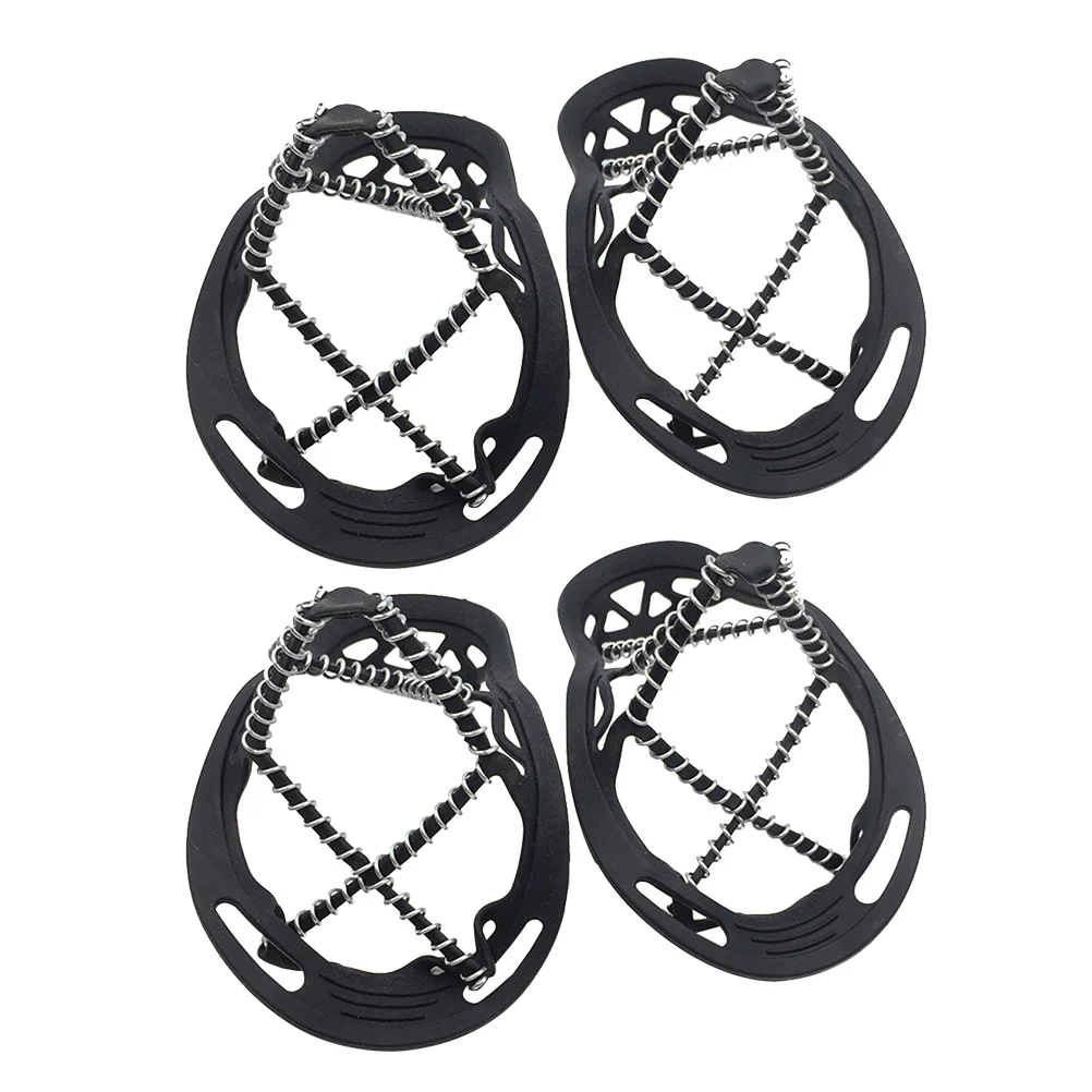 

2 Pairs Outdoor Silicone Traction Cleats Spring Crampons Non-Slip Ice Snow Shoes Cover for Walking Jogging Hiking - Size L
