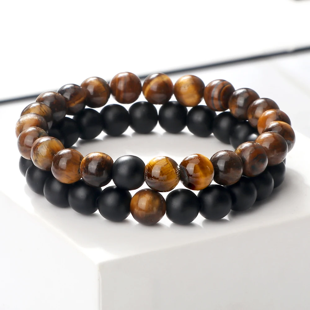 Pcs/set Fashion Couple Tiger Eye Stone Bracelets Bangles