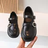 2024 Spring Children Leather Shoes Brown Black White Toddler Girls Flat Shoes Retro Color Elegant Kids School Shoes Girl H07191 3