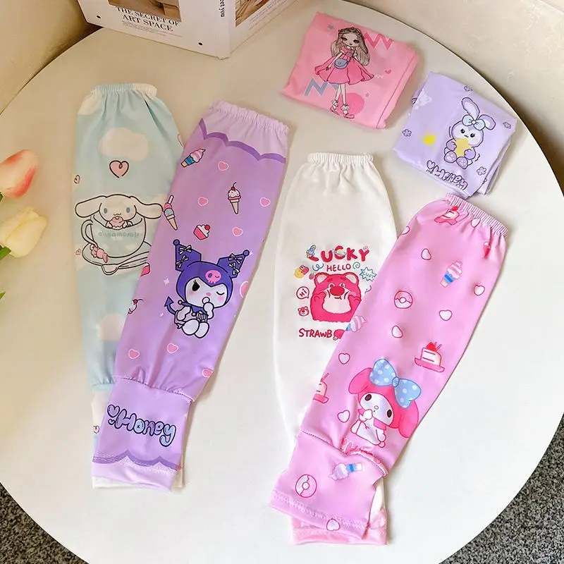 

Sanrio Children's Ice Sleeves Kuromi Accessories Cute Kawaii Loose Sun Protection Sleeve Extra Long Sunshade Toys for Girls Gift