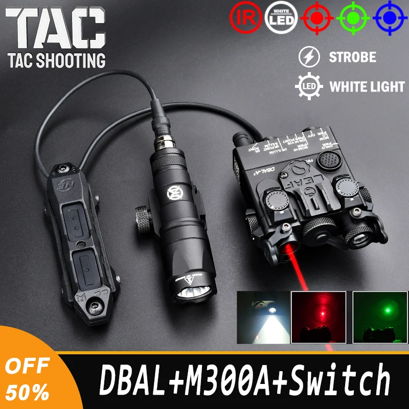 

WADSN Tactical Metal DBAL-A2 Red Green Blue Laser IR Dot Sight Strobe Light M300 M300A Flashlight Weapon Airsoft Scout Accessory