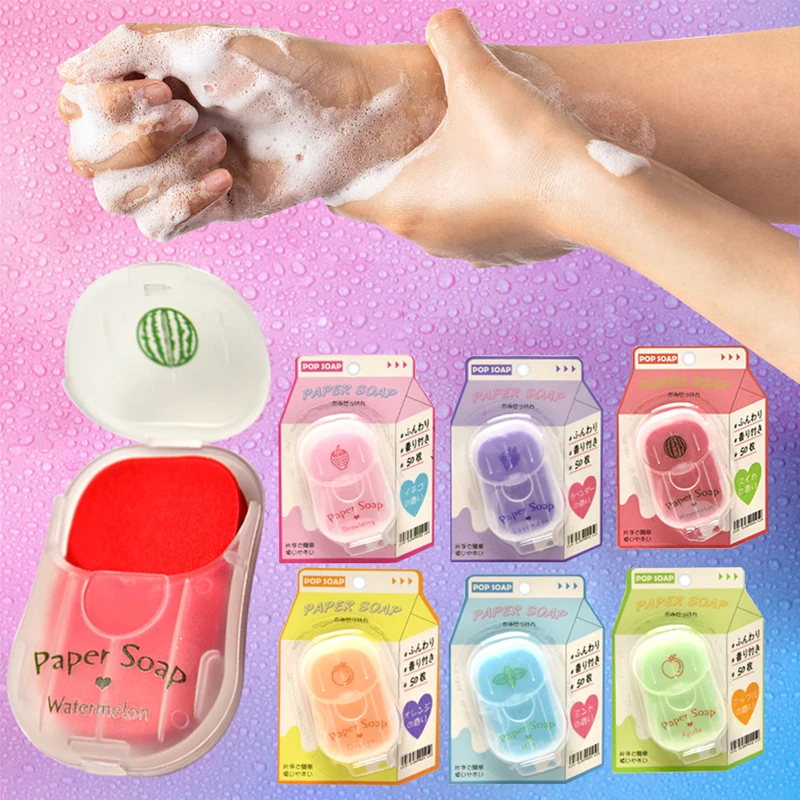 Portable Hand Soap Sheets for Travel | Dissolving Cleanser Wipes | Alcohol-Free | On-the-Go 50 sheets/box