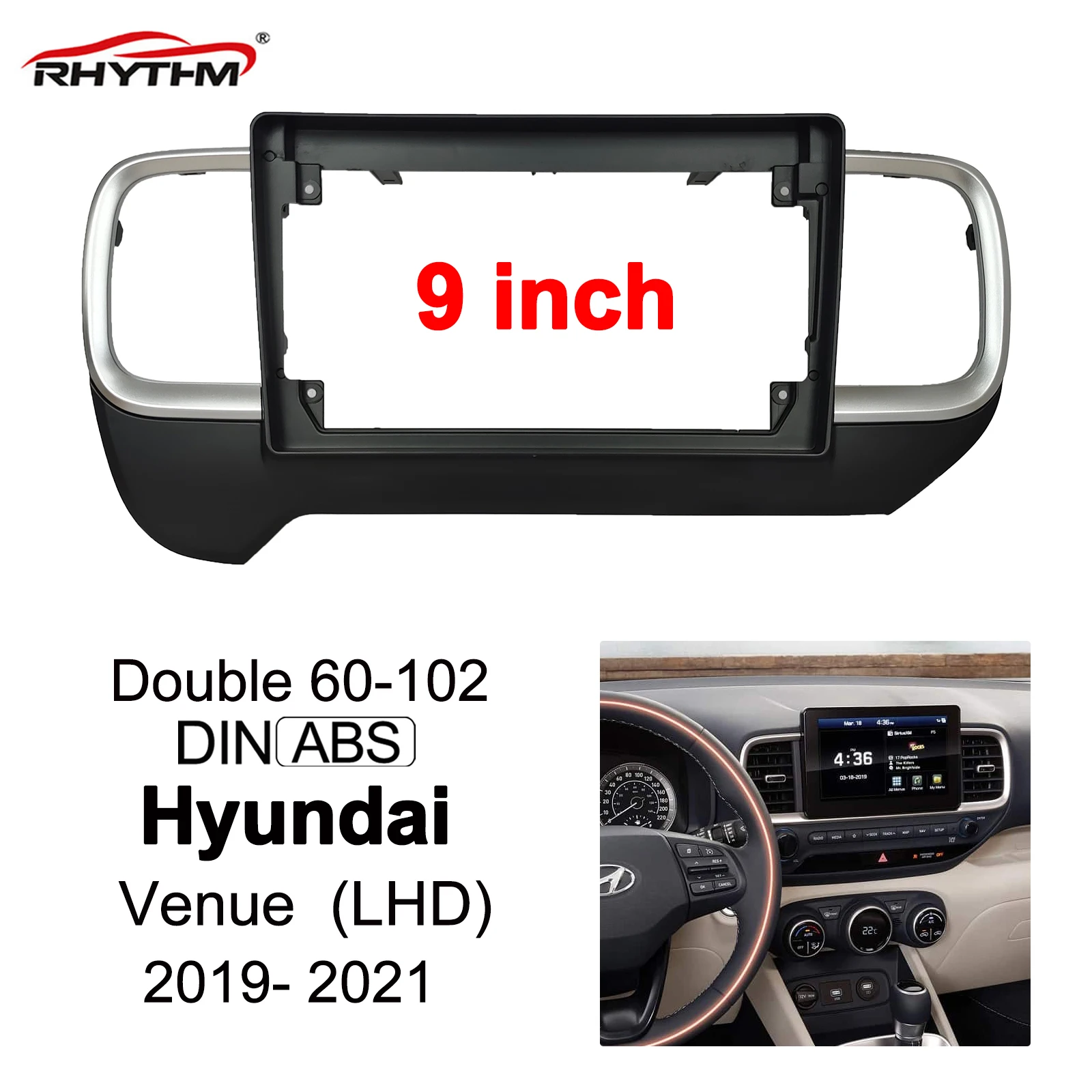 

9-дюймовая 2din Автомобильная панель Fascia ДЛЯ Hyundai Venue 2019-2021, стереооблицовочная панель, крепление для приборной панели, двойной Din DVD рамка In-Dash