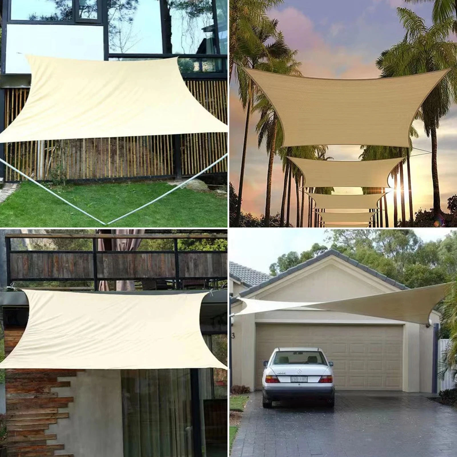 Sunshade Sail Outdoor Rectangular Canopy Waterproof Snow proof Garden Swimming Pool Sail Sunshade Car Terrace Canvas