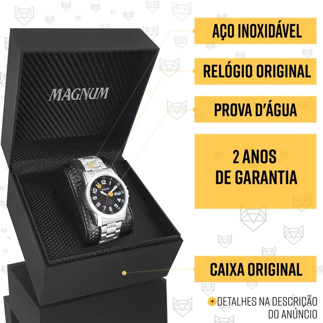 Relógio Magnum Masculino Prata Kit Pulseira