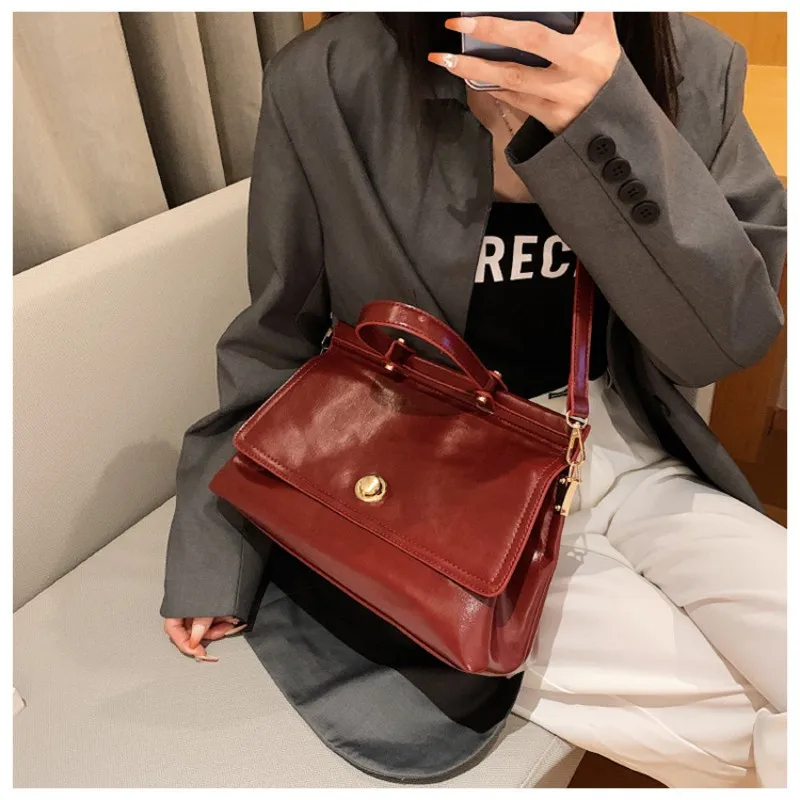 Ladies Large Capacity New Fashion Tote Messenger Bag Female Square Shoulder Crossbody Bags PU Leather Texture Handbags for Women