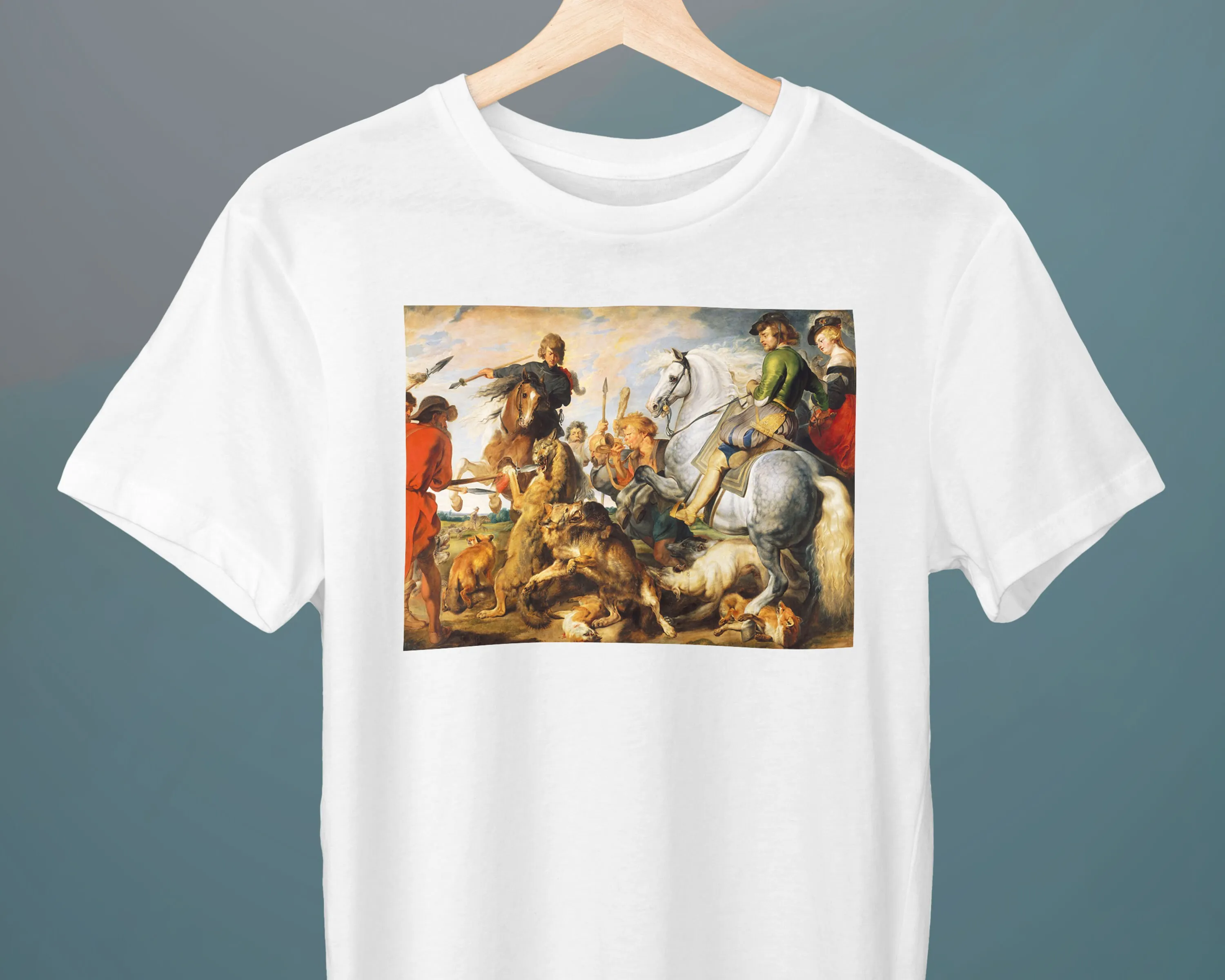 Wolf And Fox Hunt Peter Paul Rubens T-Shirt Unisex Art