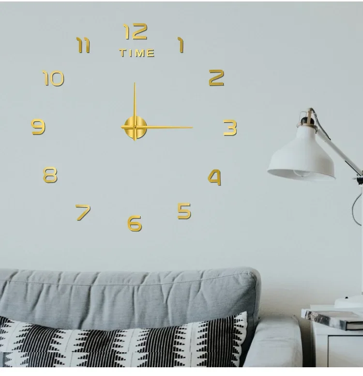 Large 3D DIY Clock Wall Acrylic Mirror Clocks Frameless Big Horloge Home Decoration for Living Room Bedroom reloj de pared 120cm wall clock