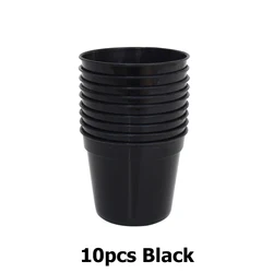 Set of 10 Mini Round Succulent Planters - 7x7cm Plastic Indoor Flower Pots (10pcs Black)