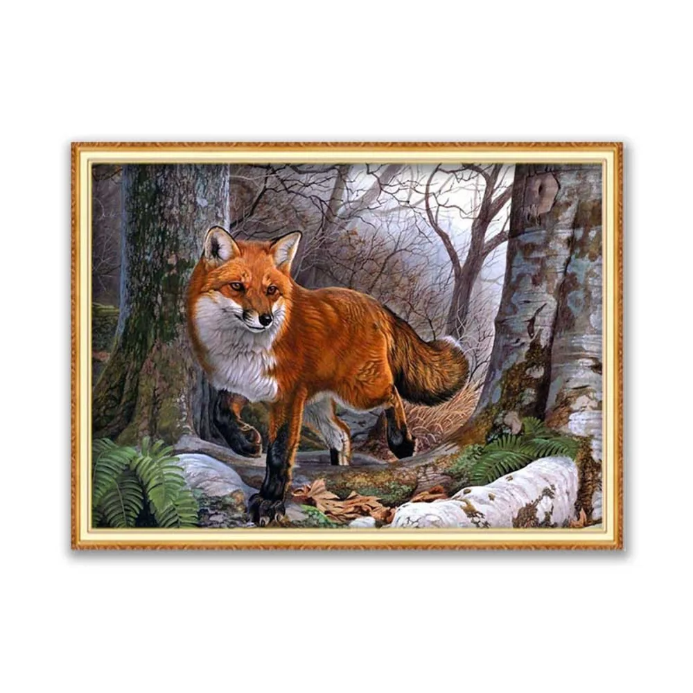 Tier Fuchs DIY Stickerei Kreuz Stich 11CT Kits Handwerk Hand Set Baumwolle Faden Gedruckt Leinwand Hause Dekoration Dropshipping