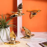 Ceramic Bird Simulation Animal Wall Hanging Animal Gold Background Wall 3D Stereo Pendant Pigeon Ornaments Home Decoration 1