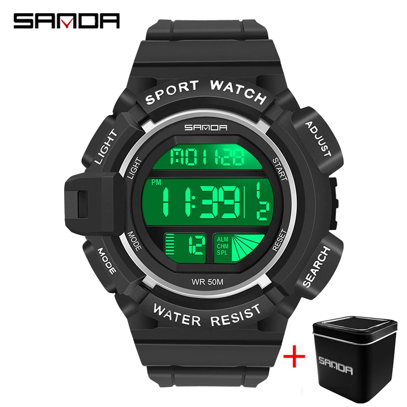 SANDA LED Luminous Display Electronic Watches Men Outdoor Sport Army 5Bar Waterproof Multifunction Digital Watch Reloj Hombre