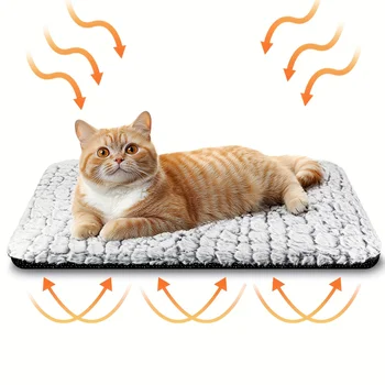 Cama de gato com aquecimento automático, almofada de aquecimento macia para animais de estimação para cães e gatos para ambientes internos e externos, cobertor térmico aquecido antiderrapante lavável para gatos