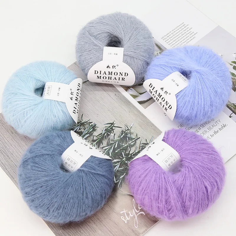 Silk Mohair Yarn Baby Soft Thread Scarf Shawl Knitted Lot 1ply Crochet 25g/Ball Mohair Hair Wool Silk Knitting 3