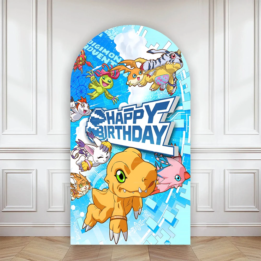 애니메이션 디지털 몬스터 디지몬 테마 배경 배너 생일 파티 장식 생일 축하 배경막 슬레이어 파티 맞춤형 벽 장식
