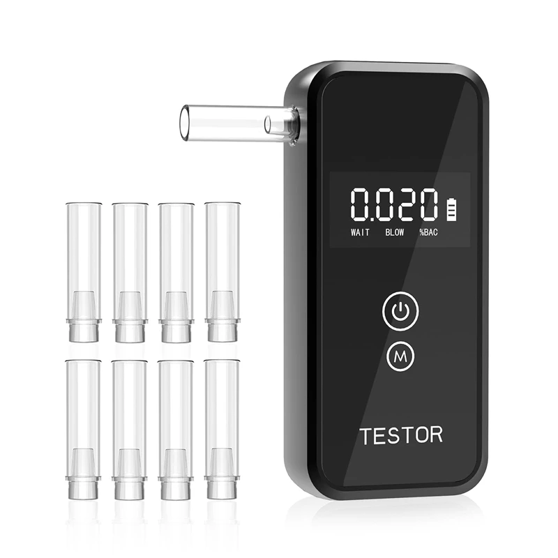 Professional Breathalyzer Alcohol Tester with Digital Display 8 Reusable Mouthpieces for Home Car Use Accurate Portable 2025