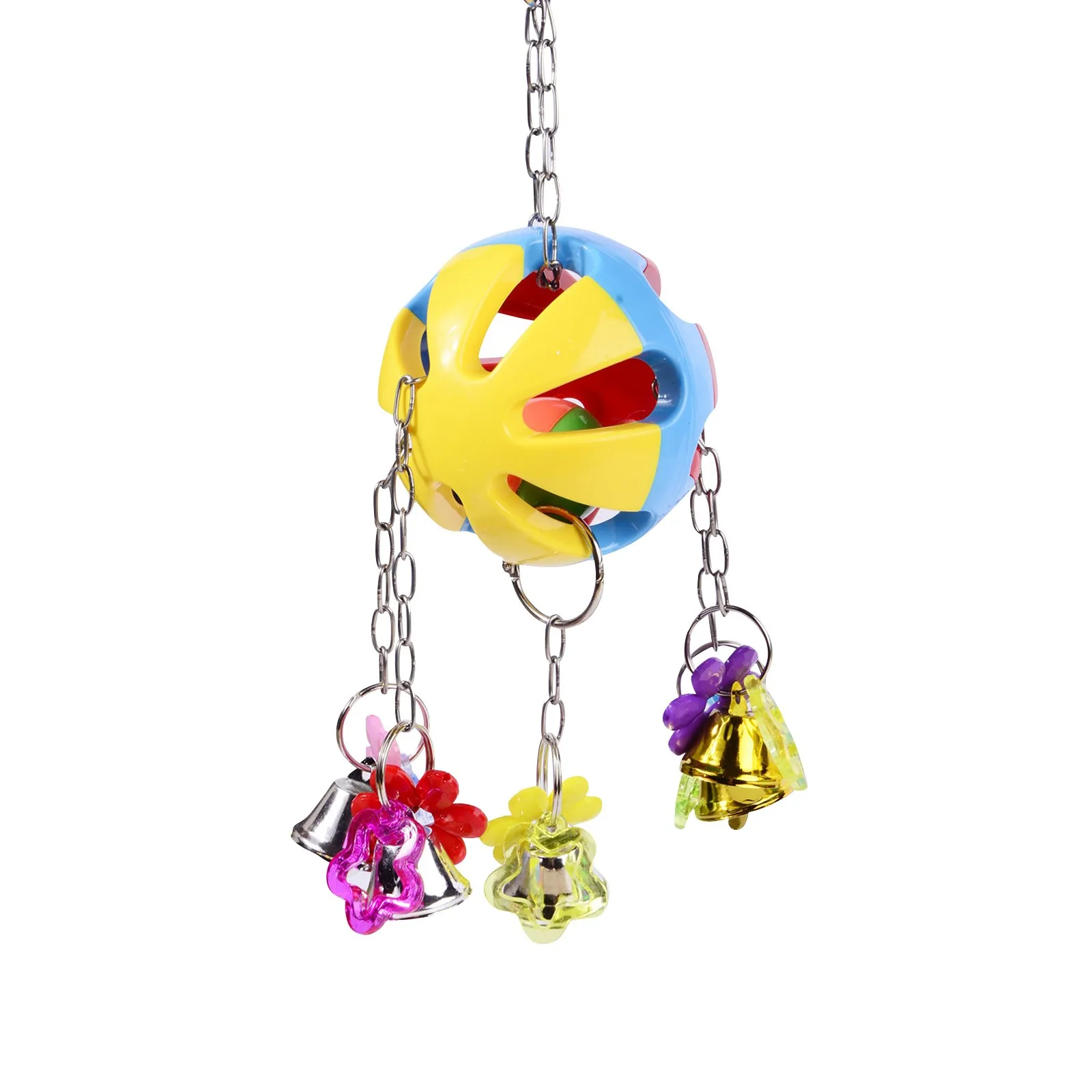 Parrot Toys Flower Chew Toys Pet Chewing Toy Parrot Toy Cage Colorful Bell Ball With Bell Bird Cage Accessories