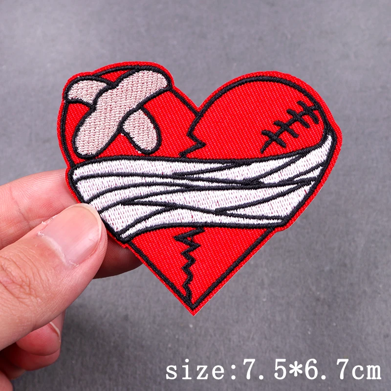 Heart Heartbeat Embroidery Patch Iron On Patches For Clothes Love