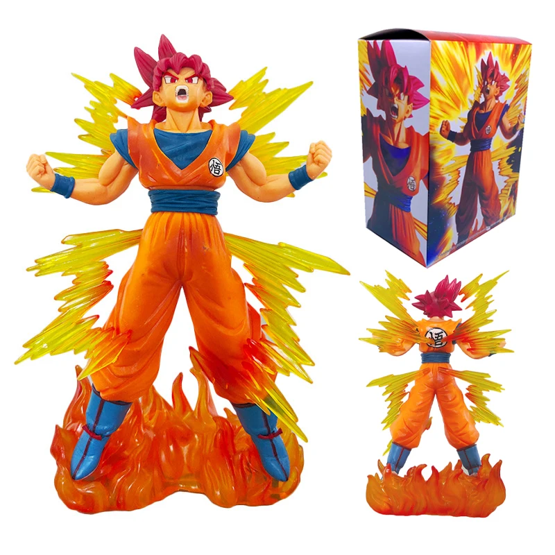 Dragon Ball Z Dokkan Battle Action Figure Stunt Burst Goku Figure Pvc 25Cm Modello Anime Super Saiyan God Son Goku Figure Giocattoli