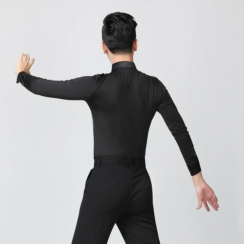Latin Dance Garment Dance Waltz Ballroom Garment Performance Turndown Collar Latin man Shirts Top
