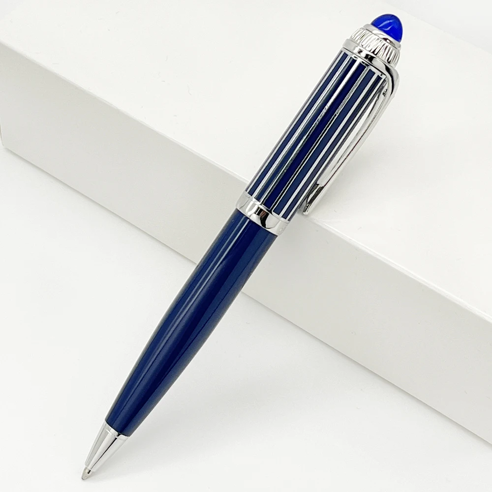 

YAMALANG Luxury Quality Classic Blue Ballpoint Pen Stainless Steel Ragging Writing Smooth Office Stationery With Gem