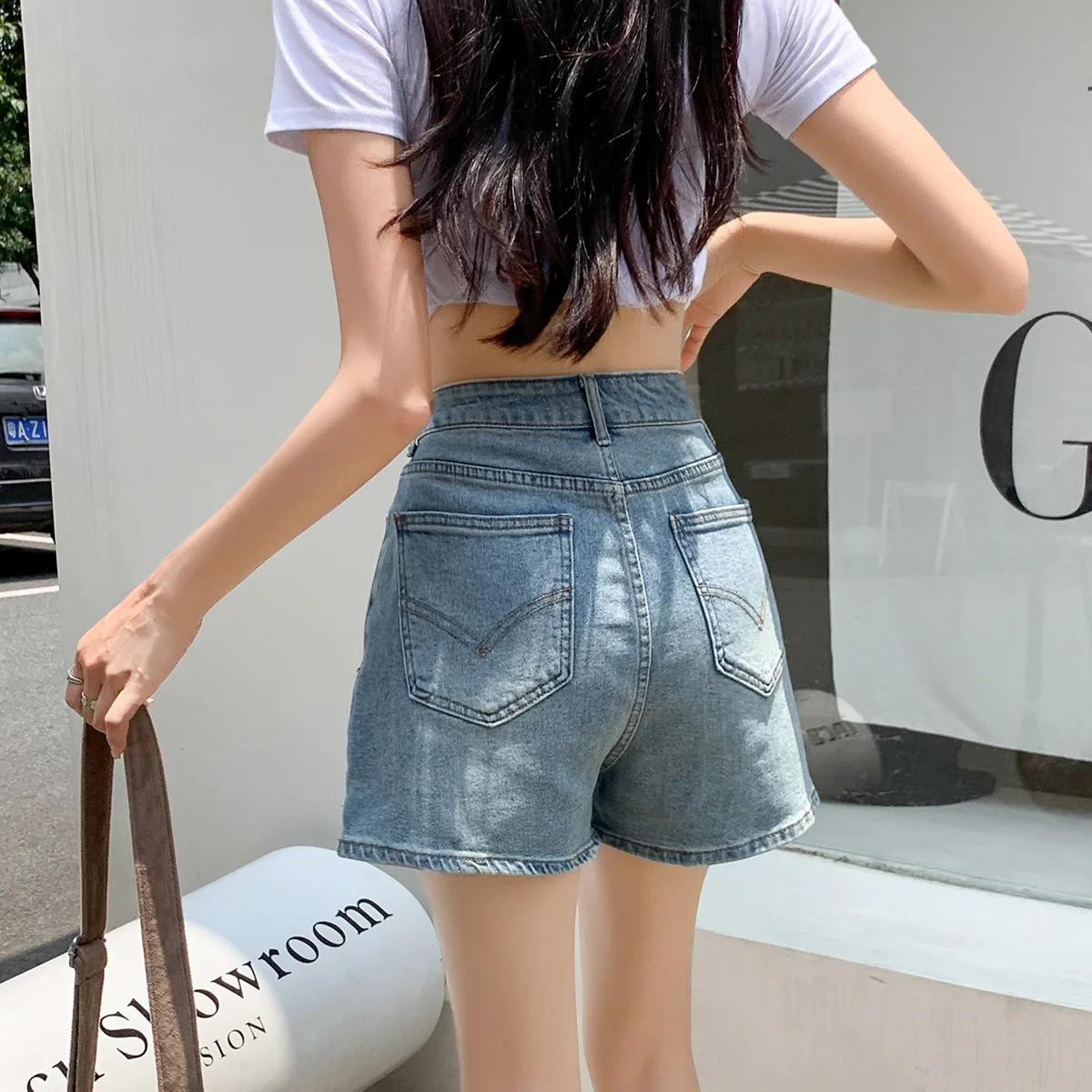 Chic Double Button Summer Women Denim Shorts High Waist Blue Wide Leg Loose Casual Jean Shorts Female Solid Streetwear All-match