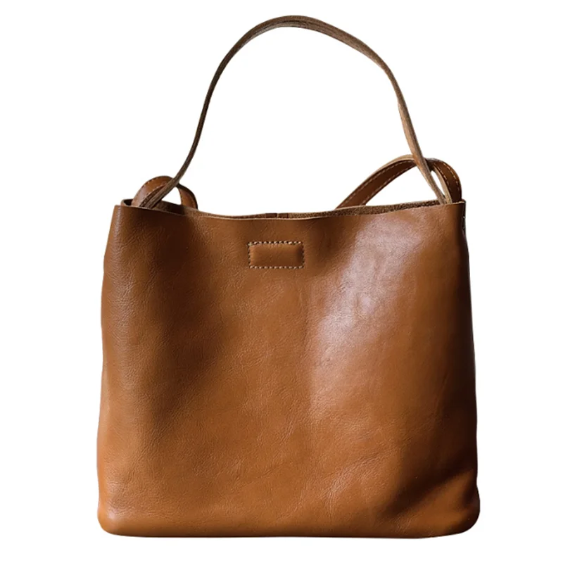 2025 new trend leather women's retro bag tree paste bucket