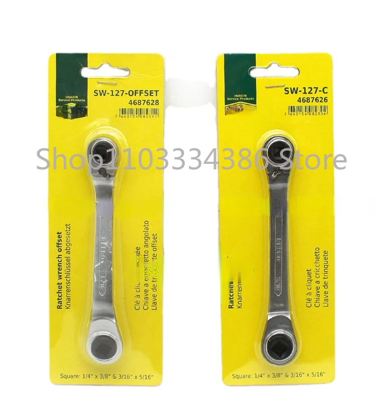 냉동 에어컨 압축기 유지 보수 앵글 밸브 래칫 렌치 SW-127-OFFSET SW-127-C
