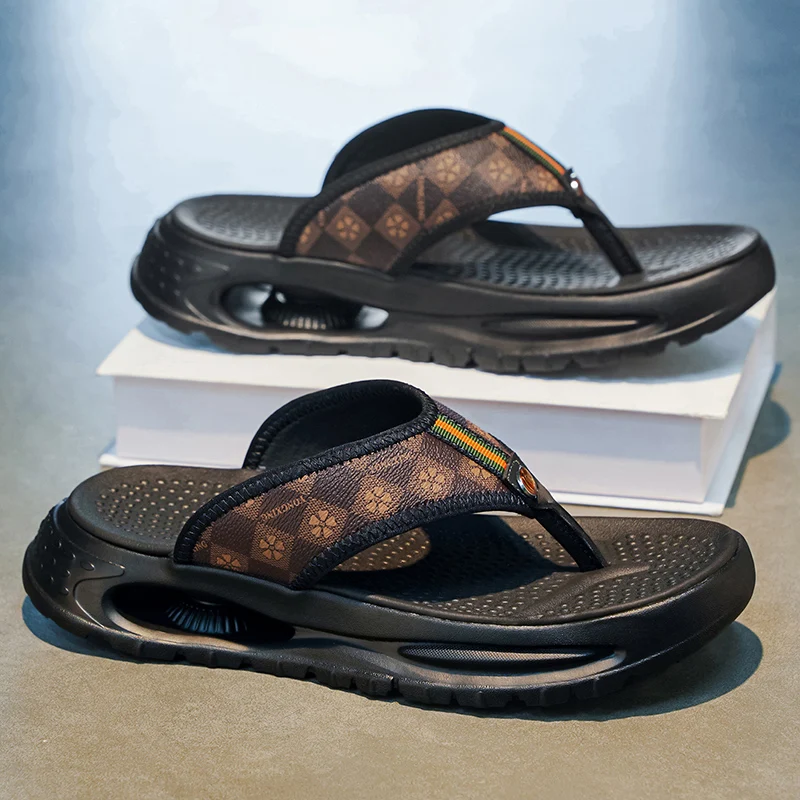 Flip-flops Men's slides casual slip on slippers summer new breathable light soft sole outdoor beach shoe Quick dry pool slippers - 2