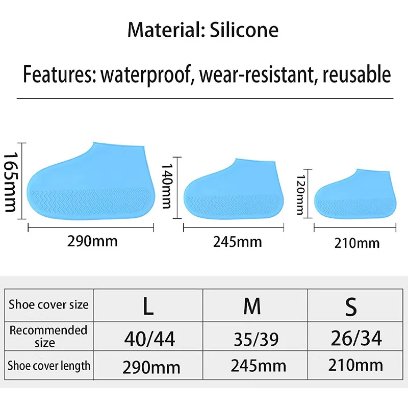 Shoe Covers Reusable Latex Waterproof Rain Shoes Covers Silicone Shoes Cover Slip-resistant Rubber Rain Boot Overshoes