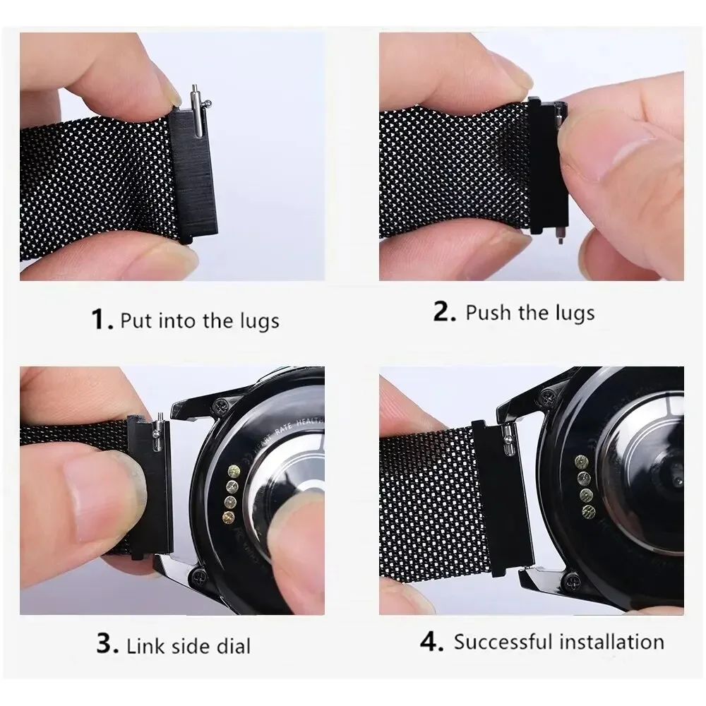 22mm 20mm Milanese Loop Strap For Samsung Galaxy Watch 6 5 4 44mm 40mm Classic Active 2 Bracelet For Huawei Magnetic Watch Band