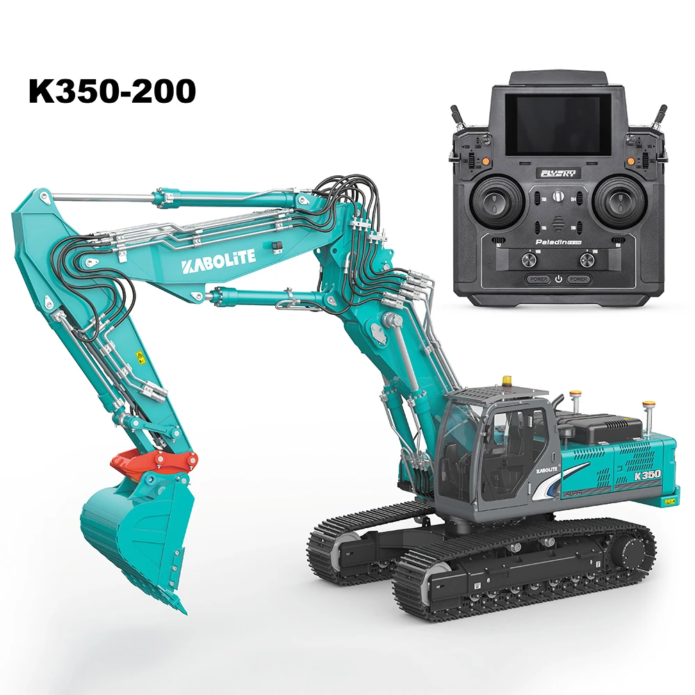 KABOLITE-excavadora hidráulica de 3 secciones a control remoto, modelo de excavadora de Metal sin escobillas, coche de juguete para adultos, K350-200 1/14