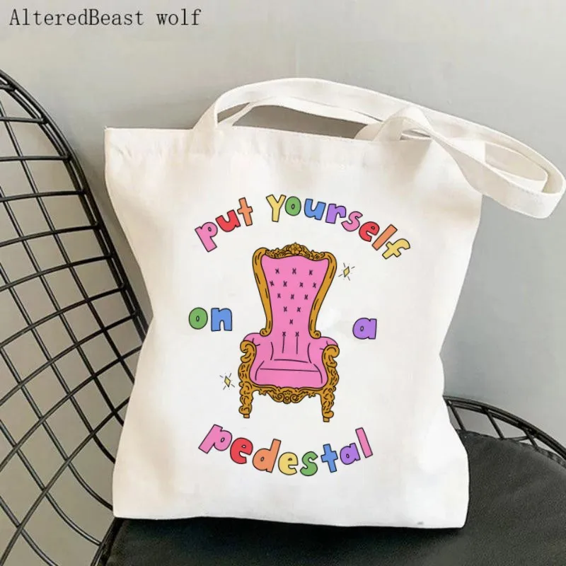 Women Canvas Shoulder bag Carve Out Time For Yourself Shopping custom Bag Harajuku Shopping Handbags Tote For Lover Girls friend