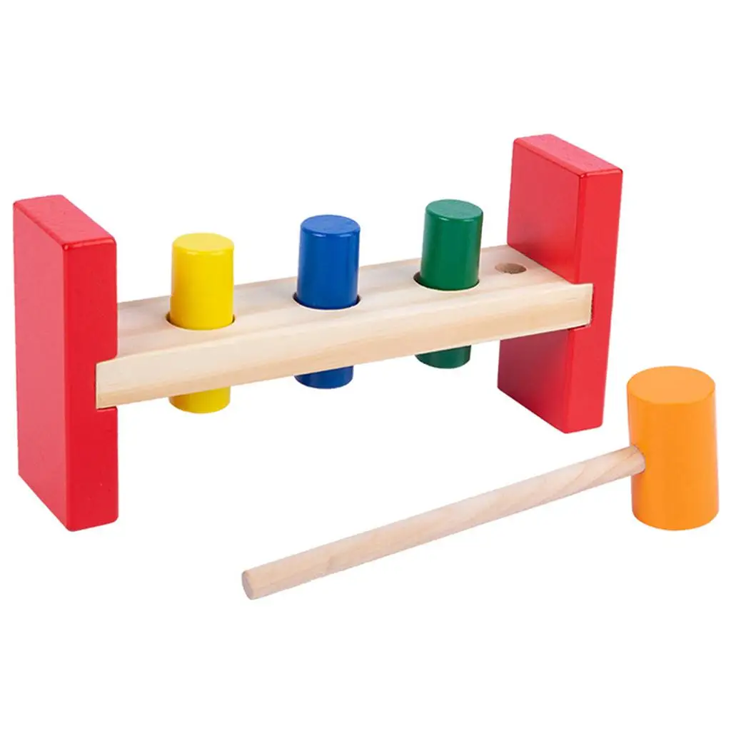 

Montessori Wooden Hammer Toy Pounding Box Children Presents Game