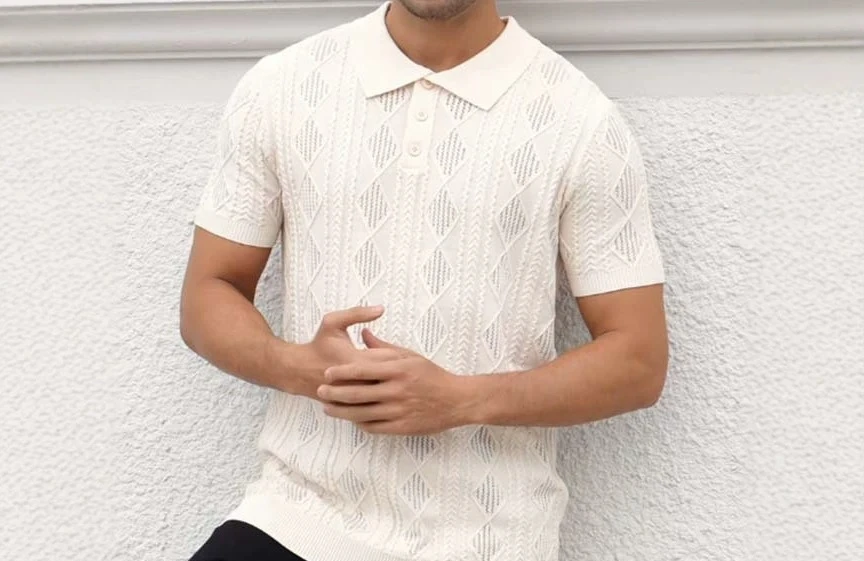 Polo a Righe Casual a Maniche Corte in Maglia per Uomo 2026 - immagine 4