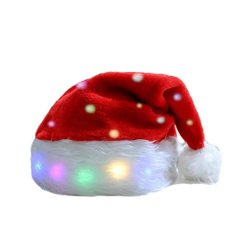 

New Year LED Christmas Hat Plush Christmas Party Hat Party Costume Accessories Funny Gift for Home Kids Adults Xmas Decoration