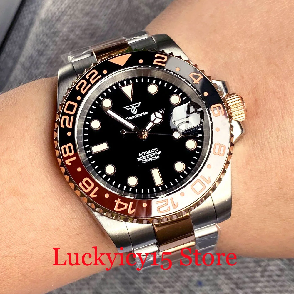 

Tandorio 40MM 24 Jewels NH35A Automatic Movement Men Wristwatch Luminous Steel Bracelet Sapphire Glass