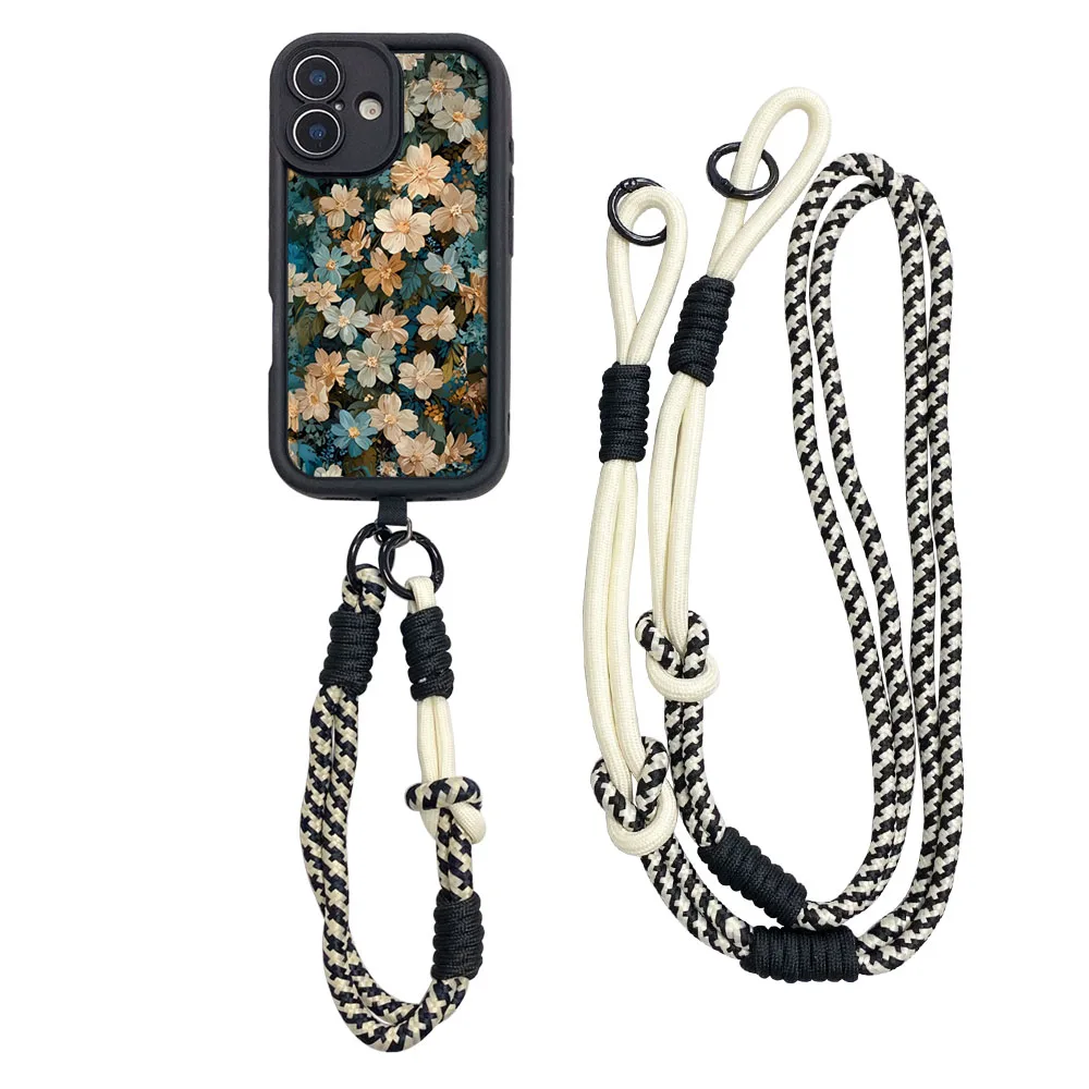 Retro Flower Crossbody Lanyard Phone Case