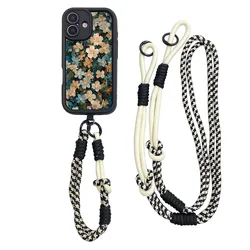 Retro Flower Crossbody Lanyard Phone Case - Galaxy A21s (JGSBlack - Hua015 - XKSS)