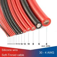 Câble électrique en cuivre pour batterie de voiture en silicone, jauge Awg, panneau solaire, fil électrique flexible, degré de chaleur, 4, 8, 10, 14, 16, 24, 30 1