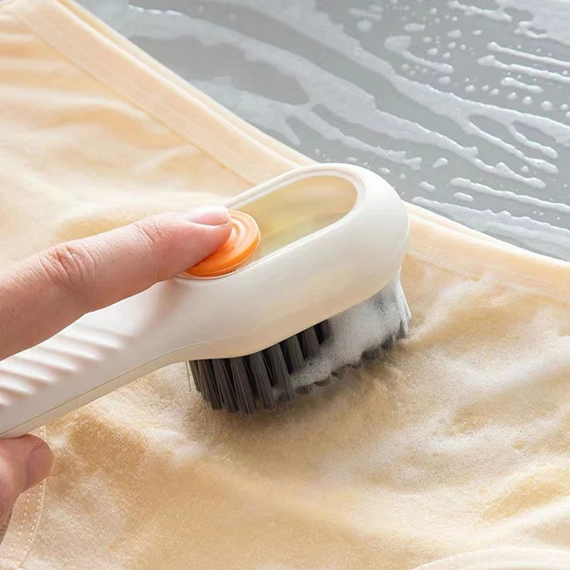 Multifunctional Long Handle Shoe-shiner Brush With Silicone Rope PP Clothes Cleaner Soap Dispenser Cleaning Tool Banister Brush