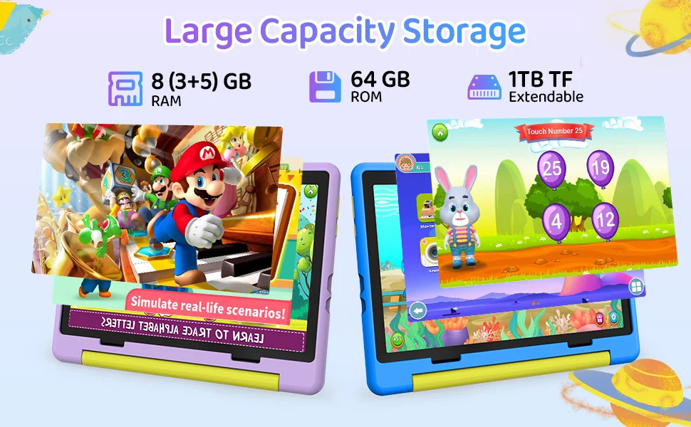 Kids Cartoon Tablet - 10 Android Octa-Core 8GB RAM 64GB ROM Learning  Games