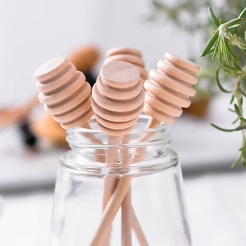 6Pcs Wooden Honey Spoon Honey Dipper Sticks Wood Spoon for Jar Syrup Stick Mixing Stirrer Kitchen Tools 16CM