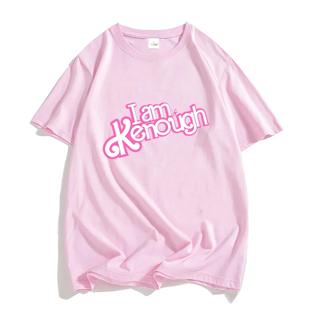 

I Am Kenough Barbenheimer Hot Pink T-shirts 100% Cotton Tshirts Summer Loose Graphic T Shirts O-neck Clothes vintage Streetwear