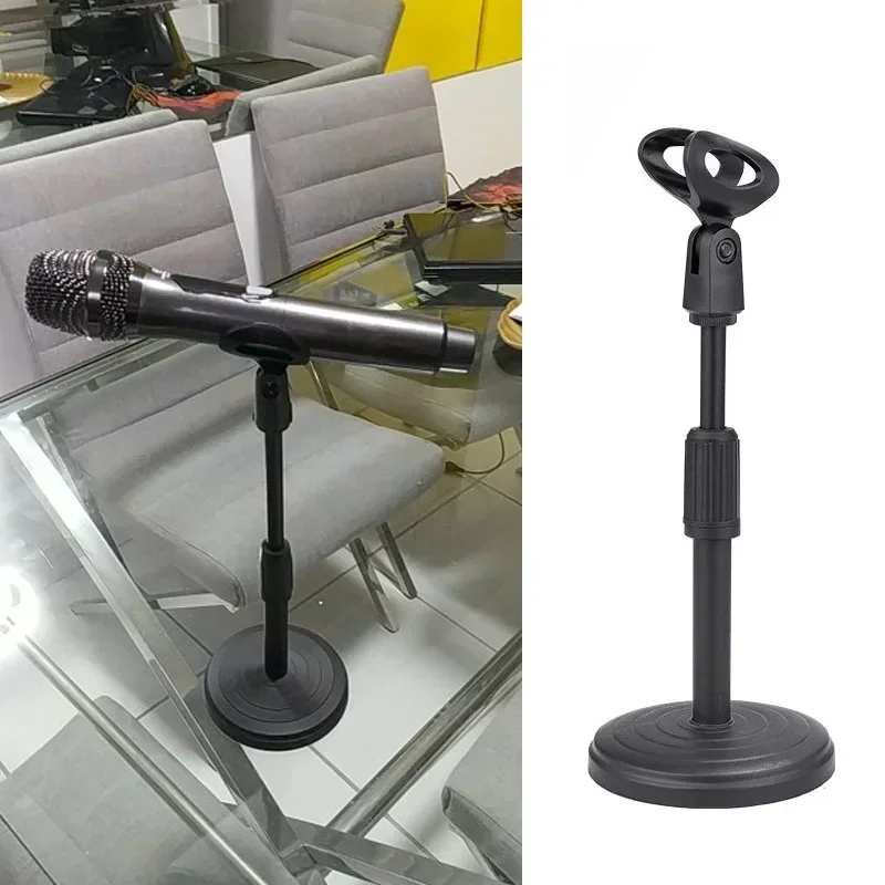 Desktop Microphone Stand Upgraded Adjustable Table Mic Stand with Base Micro Microphone Holder Mic Clip for Podcasts Singing
