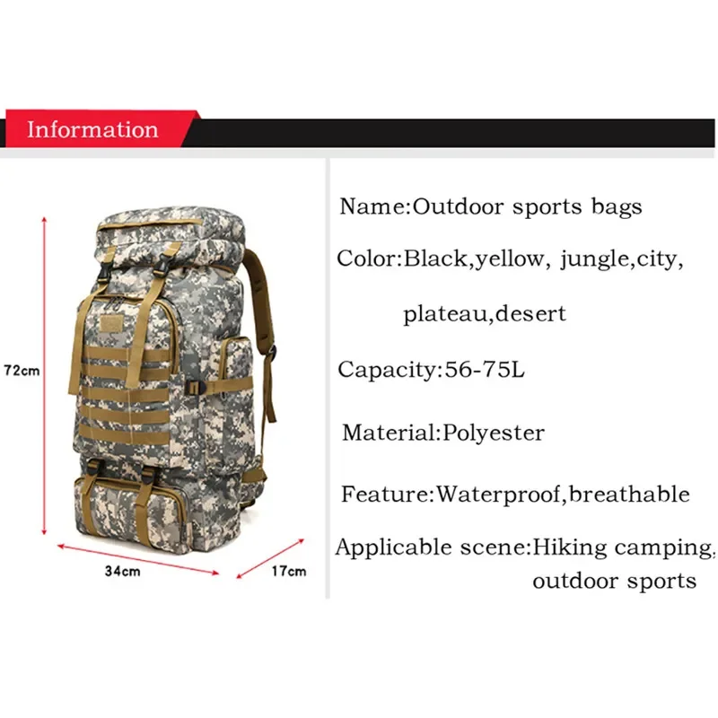 Outdoor Big Large Capacity 75L Thick Canvas Backpack for Mens Retro Fashion Travel Bag Hiking Mountaineering Bag Wear Resistant 5