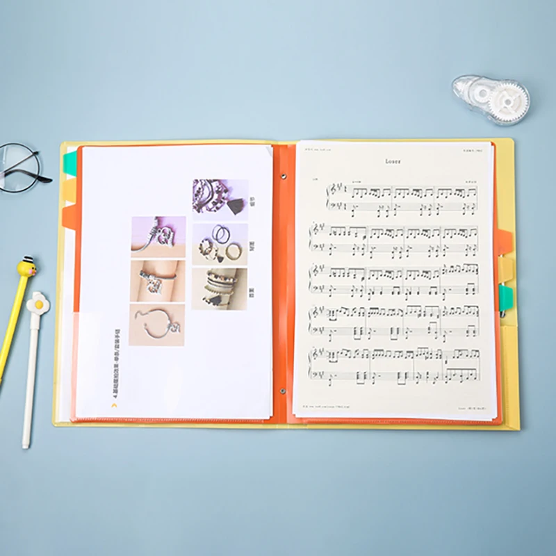 A4 Elastic Closure Folder 6 pockets Roport Cover Plastic Folder with inserts PP office supplies filling product