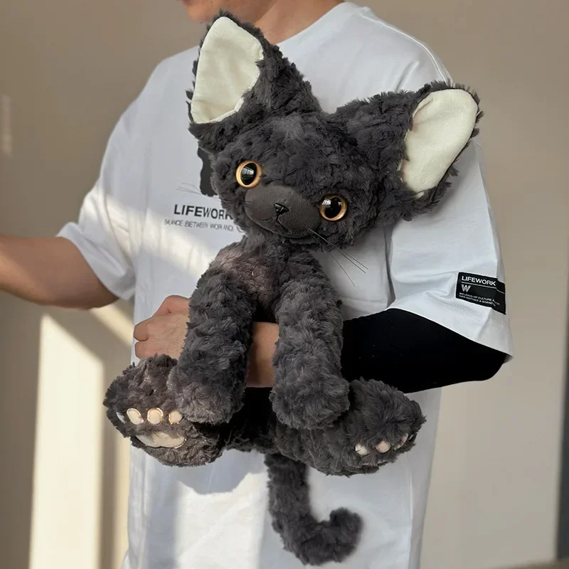 

Плюшевая кукла Devon Rex с кудрявыми волосами, милая игрушка, подарок на день рождения, подушка для девушек, украшение комнаты, счастливая кошка, имитация плюшевых игрушек