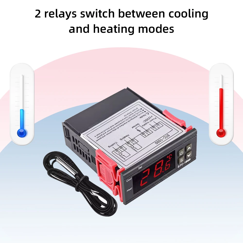 STC-1000 LED 디지털 온도 컨트롤러 인큐베이터 냉장고 온도 조절기 릴레이 가열 냉각 220V 용 온도 조절기