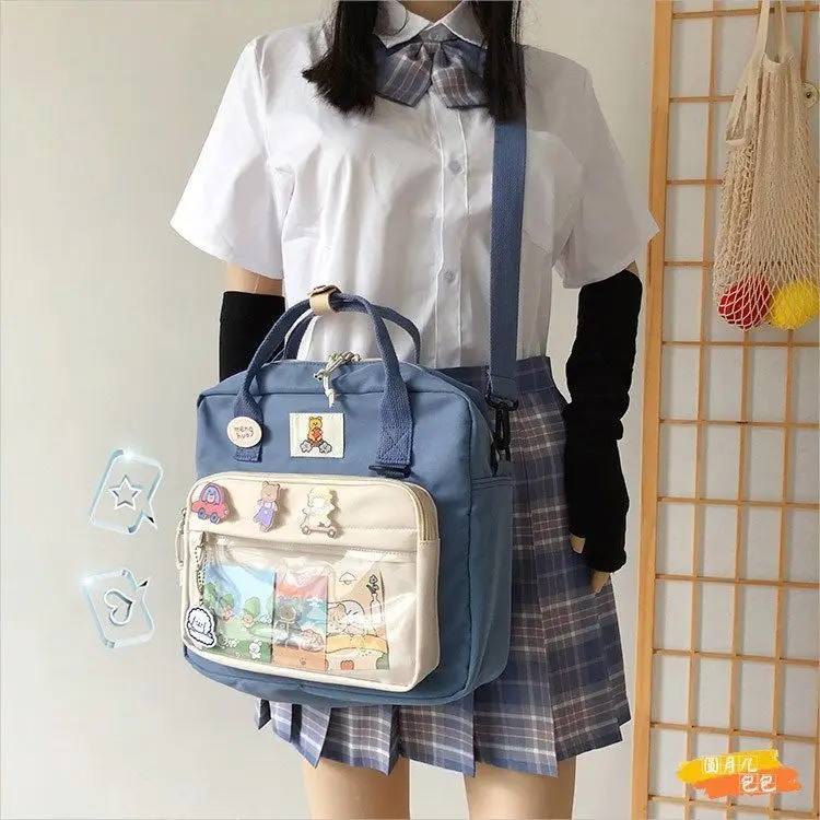 Jiaerdi kawaii ita tasche für jugendliche mädchen harejuku adrette rucksack frauen cartoon transparent jk schulter tasche weiblich bolso mujer